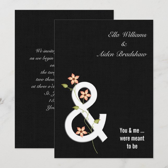 Invitación a la boda moderna de la línea negra (Anverso / Reverso)