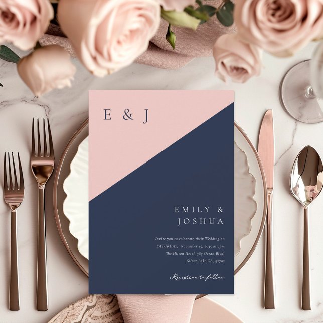 Invitación a la boda moderna de la Marina Azul de  (Subido por el creador)