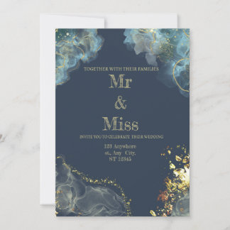 Invitación a la boda moderna de la Marina Gold