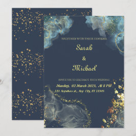 Invitación a la boda moderna de la Marina Gold
