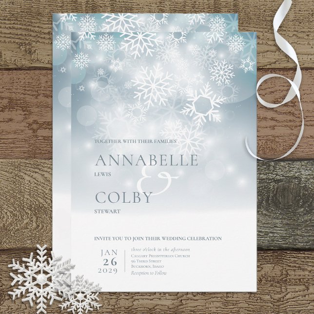 Invitación a la boda moderna de la nieve de invier (Subido por el creador)