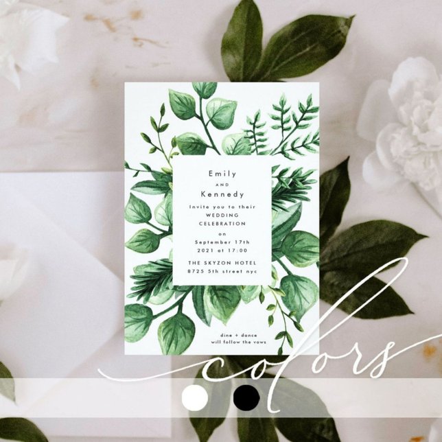 Invitación a la boda moderna de Leafy Fresh Greene (Subido por el creador)