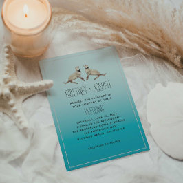 Invitación a la boda moderna de los leones marinos