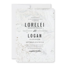 Invitación a la boda moderna de mármol | Negro