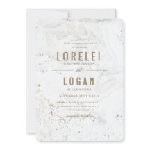 Invitación a la boda moderna de mármol | Oro