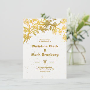 Invitación a la boda moderna de oro blanco