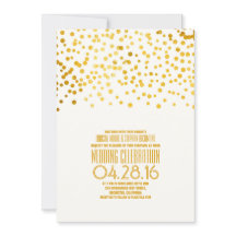 Invitación a la boda moderna de oro con confetti