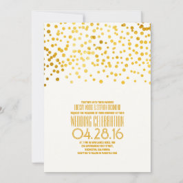 Invitación a la boda moderna de oro con confetti