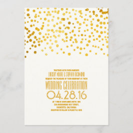 Invitación a la boda moderna de oro con confetti