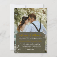 Invitación a la boda moderna de oro verde