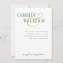 Invitación a la boda moderna de oro verde esmerald