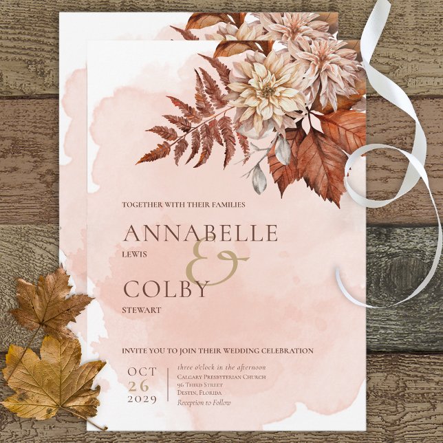 Invitación a la boda moderna de otoño de Rubor Wat (Subido por el creador)