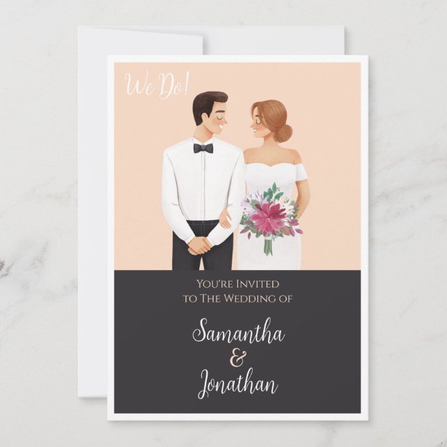 Invitación a la boda moderna de pareja personaliza (Anverso)