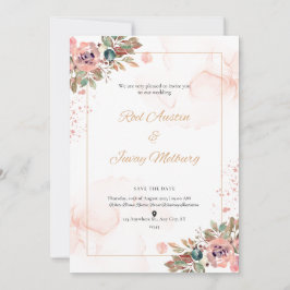 Invitación a la boda moderna de Peach