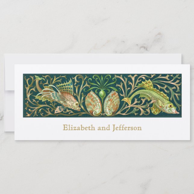 Invitación a la boda moderna de peces gemelos de é (Anverso)