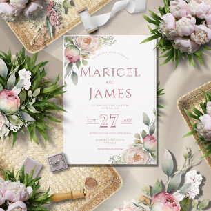 Invitación a la boda moderna de Pink Peony
