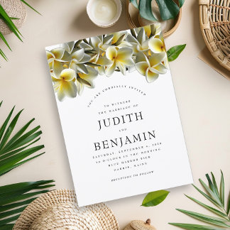 Invitación a la boda moderna de Plumeria Amarilla