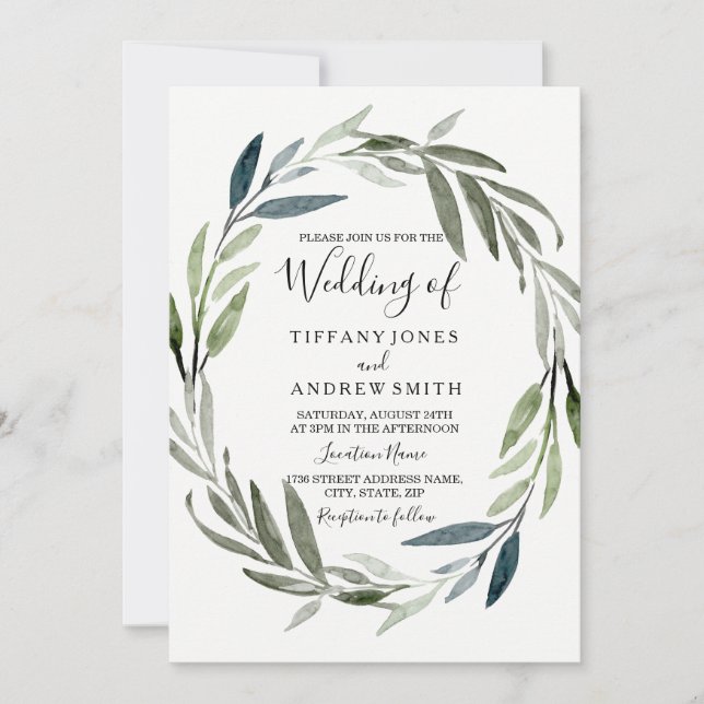 Invitación a la boda moderna de primavera con la h (Anverso)