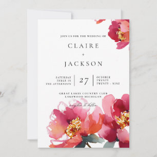 Invitación a la boda moderna de pueblos rosados y 