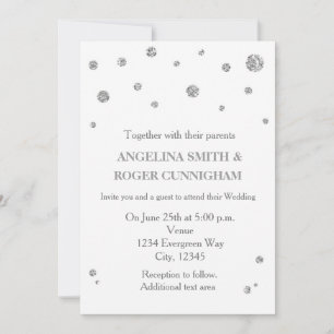 Invitación a la boda moderna de Purpurina blanco y
