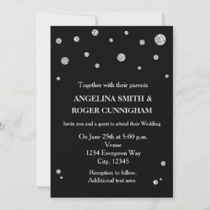 Invitación a la boda moderna de Purpurina negro y 