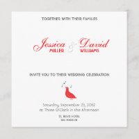 Invitación a la boda moderna de Red Songbird