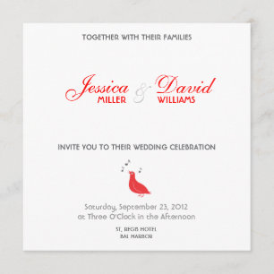 Invitación a la boda moderna de Red Songbird