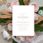 Invitación a la boda moderna de Rosa con polvo<br><div class="desc">Moderno, elegante y moderno, este sencillo y minimalista diseño de boda de tipografía en blanco y rosa polvoriento presenta "El Boda de" en caligrafía moderna y texto en Serif como característica principal de diseño, y se basa en nuestra invitación a la ducha de novia más vendida. La parte posterior de...</div>