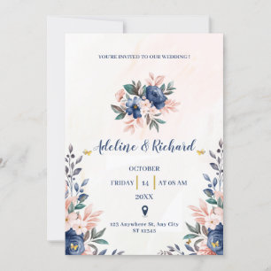 Invitación a la boda moderna de Rosas de oro