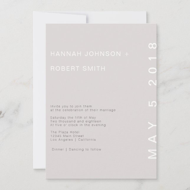 Invitación a la boda moderna de Rubor (Anverso)