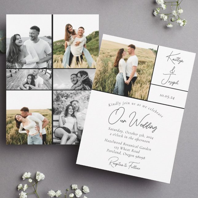 Invitación a la boda moderna de siete Collages de  (Subido por el creador)