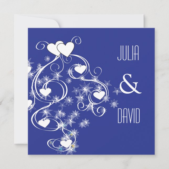 Invitación a la boda moderna de Swirls & Hearts (Anverso)