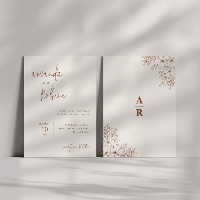 Invitación a la boda moderna de Terracota (Subido por el creador)