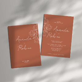 Invitación a la boda moderna de Terracota