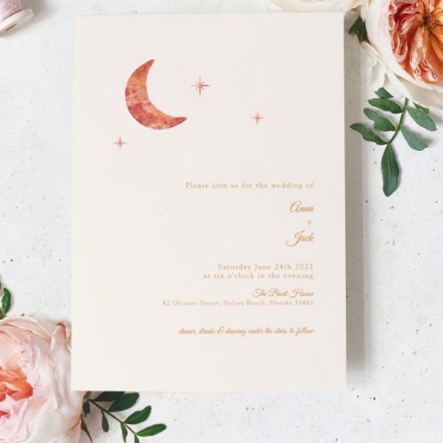 Invitación a la boda moderna de Terracotta Moon (Subido por el creador)