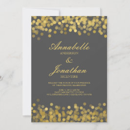 Invitación a la boda moderna de Twinkle gris y oro