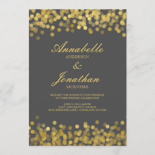 Invitación a la boda moderna de Twinkle gris y oro