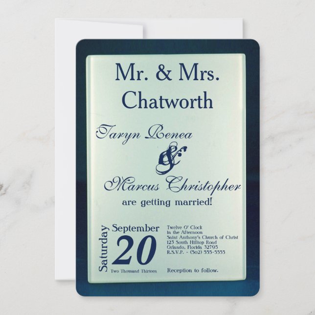 Invitación a la boda moderna del Espejo de vidrio  (Anverso)