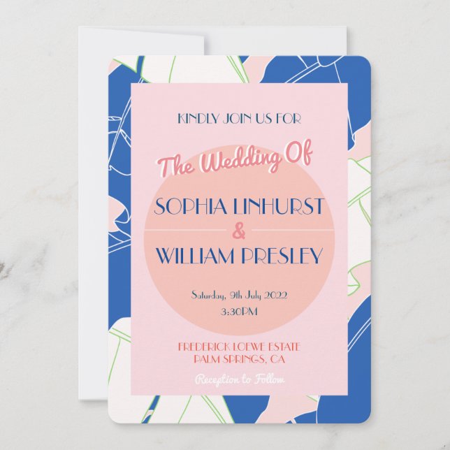 Invitación a la boda moderna del Paraíso de las Pa (Anverso)