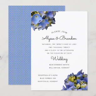 Invitación a la boda moderna del verano azul