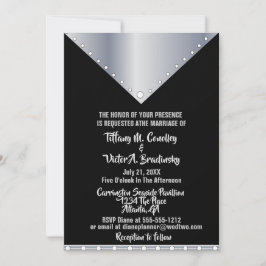 Invitación a la boda moderna elegante y negra y pl