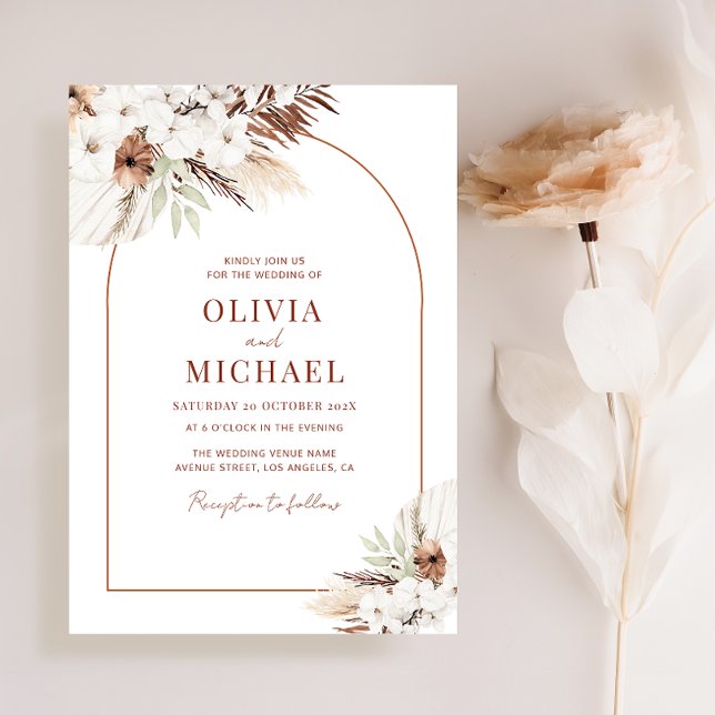 invitación a la boda moderna en arco de terracota (Subido por el creador)