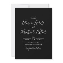 Invitación a la boda moderna en blanco y negro