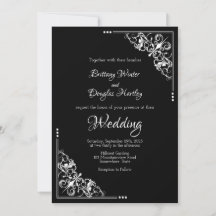 Invitación a la boda moderna en blanco y negro