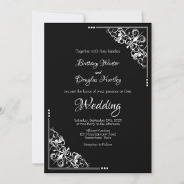 Invitación a la boda moderna en blanco y negro