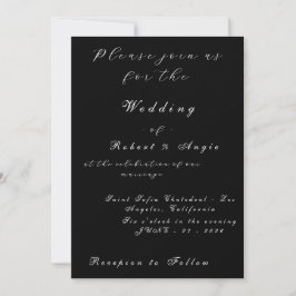 Invitación a la boda moderna en blanco y negro