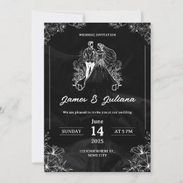 Invitación a la boda moderna en blanco y negro