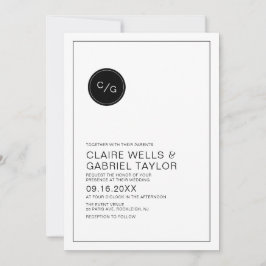 Invitación a la boda moderna en blanco y negro