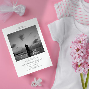 Invitación a la boda moderna en blanco y negro