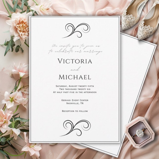 Invitación a la boda moderna en blanco y negro (Subido por el creador)